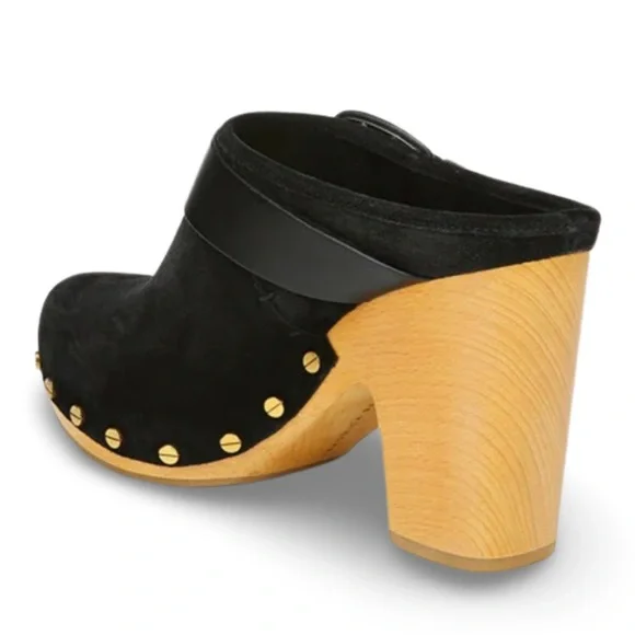 Veronica Beard Dacey Black Suede Buckle Clog - Picture 5 of 14